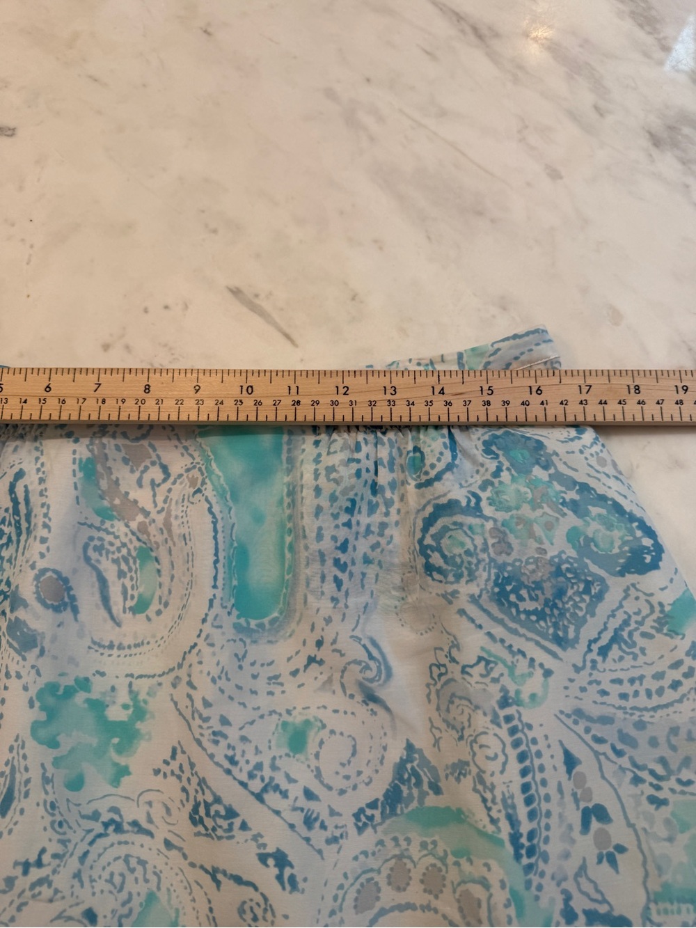 Pendleton Blue Aqua Paisley Cotton Silk A-Line Skirt Lined Front Pockets Size 8 - Picture 6 of 7